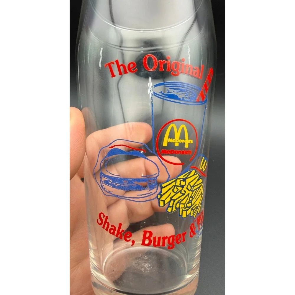 Vintage 1993 McDonalds The Original Shake Burger Fries Glass Collector Tumbler